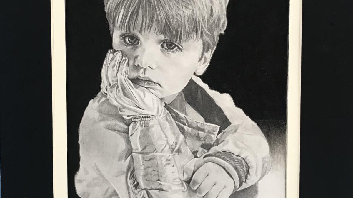 Portrait of a boy titled "Ground Control to Major Tom" and painted by Sydney Charles