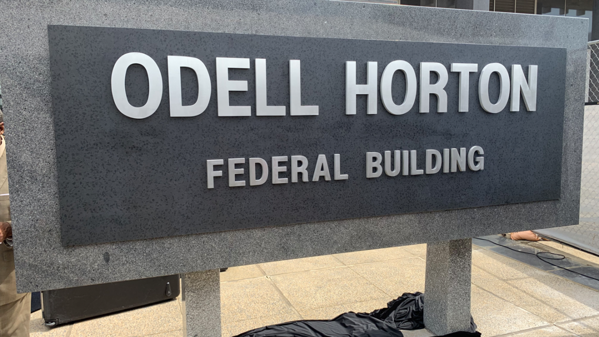 Sign on the Odell Horton Federal Building